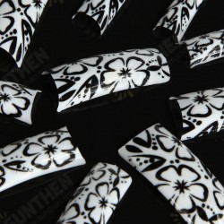 100pcs Flower Panda Pattern Half False DIY Nail Art Tips 100pcs Flower Panda Pattern Half False DIY Nail Art Tips
