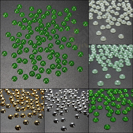 100pcs Half Round Pearl Bead Nail Art Tips 3D Gems Decoration 5mm