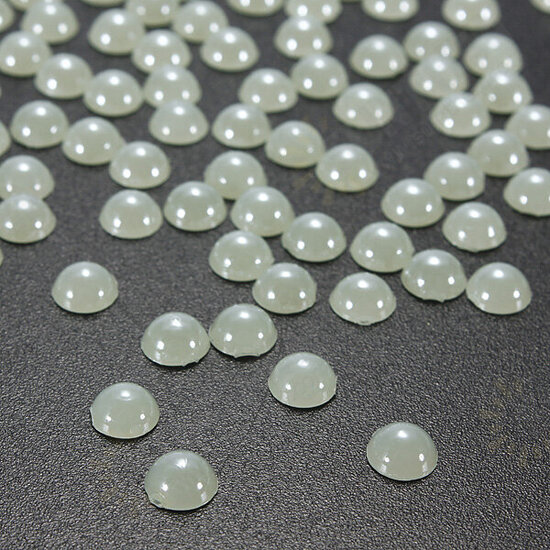 100pcs Half Round Pearl Bead Nail Art Tips 3D Gems Decoration 5mm