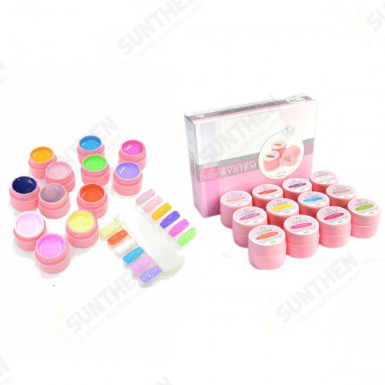 12 Pure Colors Nail Art UV Gel Polish Builder Extension Manicure Kit