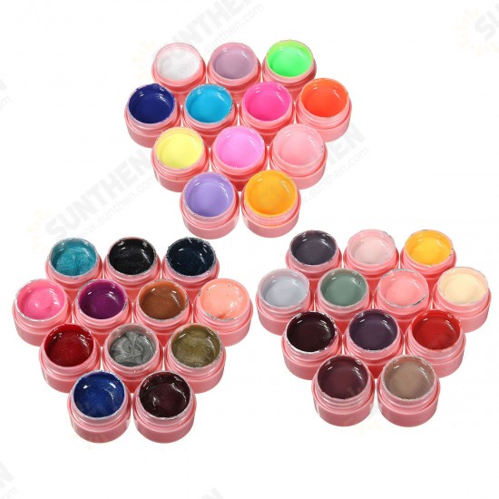 12 Pure Colors Nail Art UV Gel Polish Builder Extension Manicure Kit