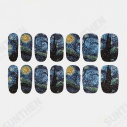14pcs Star Painted Glitter Nail Stickers 14pcs Star Painted Glitter Nail Stickers