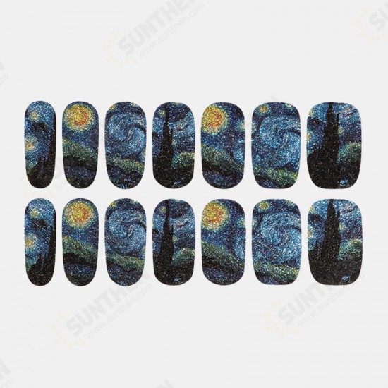 14pcs Star Painted Glitter Nail Stickers