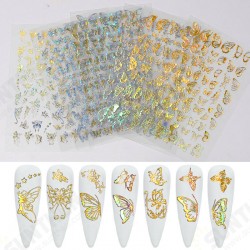 3D Holographic Nail Art Stickers Colorful DIY Butterfly Nail Transfer Decals 3D Holographic Nail Art Stickers Colorful DIY Butterfly Nail Transfer Decals