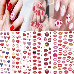 3D Nail Art Stickers Heart Colorful Red Lip Nail Transfer Decals Valentine's Day Tips 3D Nail Art Stickers Heart Colorful Red Lip Nail Transfer Decals Valentine's Day Tips