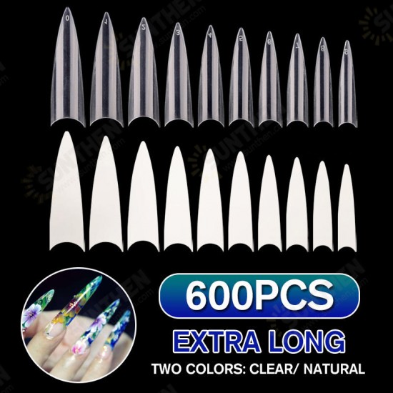 600 Pcs Long Stiletto Artificial False Nail Tips