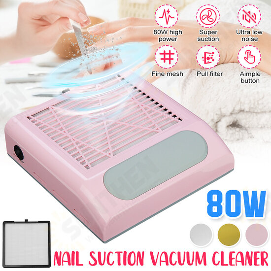 80W Nail Dust Suction Collector Fan Vacuum Cleaner Manicure Machine Tools Nail Dust Collector Nail Gel Vacuum Remover Device