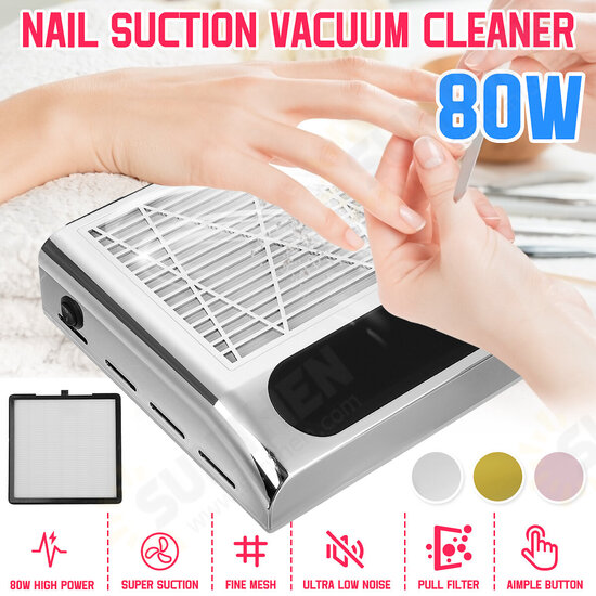 80W Nail Dust Suction Collector Fan Vacuum Cleaner Manicure Machine Tools Nail Dust Collector Nail Gel Vacuum Remover Device