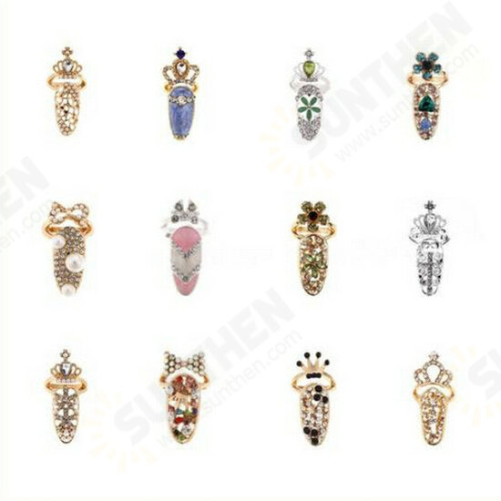 Unique style Crystal Rings Nail Rings Chic Knuckle Rings New Fashion Jewelry for Women Vogue Nail Decoration