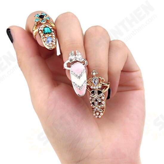 Unique style Crystal Rings Nail Rings Chic Knuckle Rings New Fashion Jewelry for Women Vogue Nail Decoration