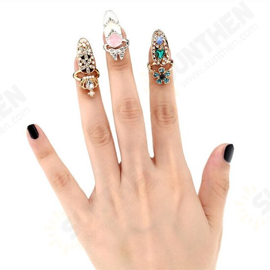 Unique style Crystal Rings Nail Rings Chic Knuckle Rings New Fashion Jewelry for Women Vogue Nail Decoration