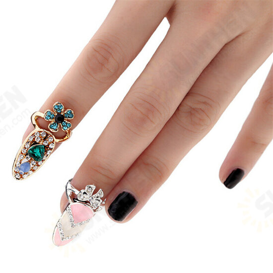 Unique style Crystal Rings Nail Rings Chic Knuckle Rings New Fashion Jewelry for Women Vogue Nail Decoration