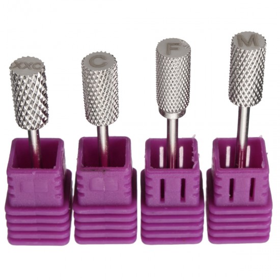 4pcs Electric Carbide Nail File Drill Bits Kit Polish Cylindrical Manicure Tools