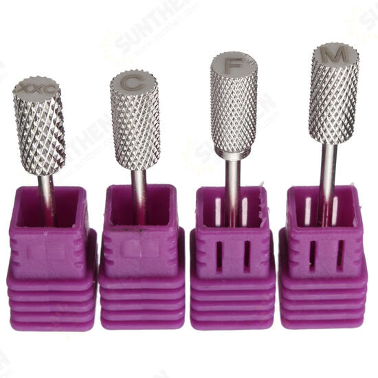 4pcs Electric Carbide Nail File Drill Bits Kit Polish Cylindrical Manicure Tools