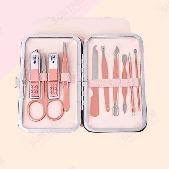 Professional Stainless Steel Manicure Tools Pink Olecranon Nail Scissors Nail Clipper Tool Set