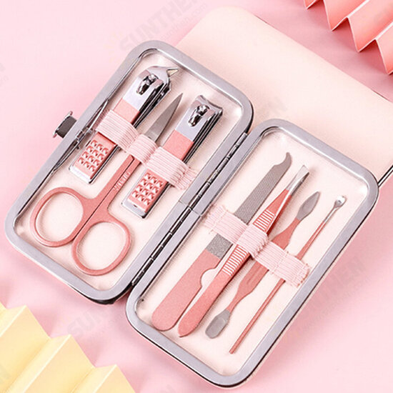 Professional Stainless Steel Manicure Tools Pink Olecranon Nail Scissors Nail Clipper Tool Set