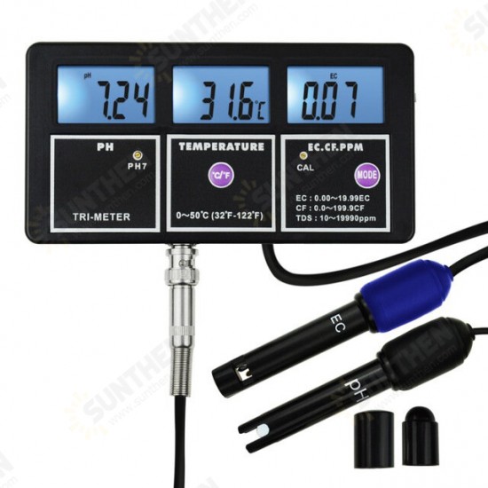 5 In 1 Water Quality Multi-parameter PH EC CF TDS(ppm) Temp Tester Meter Aquariums Hydroponics Pool Fish Tank Pond Drinking