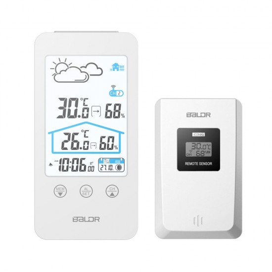 Touch Screen Wireless Thermometer Hygrometer Indoor Outdoor Weather Station Weather Forecast + Moon Phase and Calendar Function