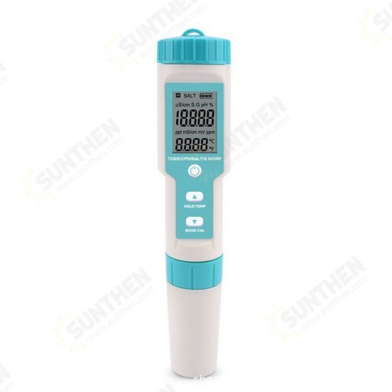 C-600 7 in 1 PH/TDS/EC/ORP/Salinity /S.G/Temperature Meter Water Quality Tester for Drinking Water Aquariums PH Meter