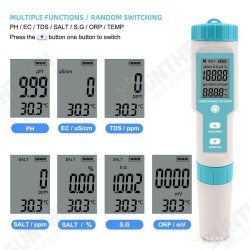 C-600 7 in 1 PH/TDS/EC/ORP/Salinity /S.G/Temperature Meter Water Quality Tester for Drinking Water Aquariums PH Meter C-600 7 in 1 PH/TDS/EC/ORP/Salinity /S.G/Temperature Meter Water Quality Tester for Drinking Water Aquariums PH Meter