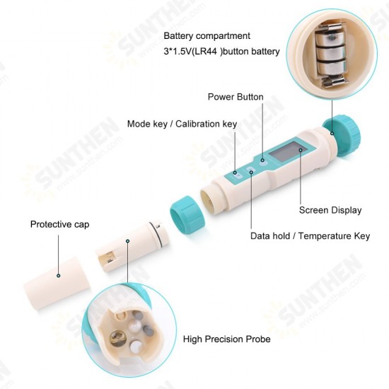 C-600 7 in 1 PH/TDS/EC/ORP/Salinity /S.G/Temperature Meter Water Quality Tester for Drinking Water Aquariums PH Meter C-600 7 in 1 PH/TDS/EC/ORP/Salinity /S.G/Temperature Meter Water Quality Tester for Drinking Water Aquariums PH Meter