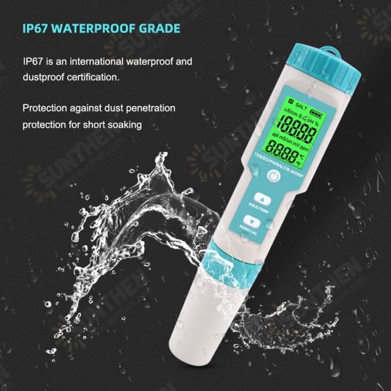 C-600 7 in 1 PH/TDS/EC/ORP/Salinity /S.G/Temperature Meter Water Quality Tester for Drinking Water Aquariums PH Meter