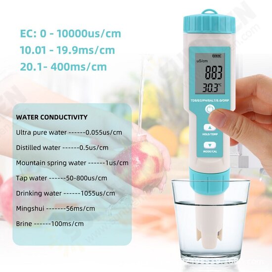 C-600 7 in 1 PH/TDS/EC/ORP/Salinity /S.G/Temperature Meter Water Quality Tester for Drinking Water Aquariums PH Meter C-600 7 in 1 PH/TDS/EC/ORP/Salinity /S.G/Temperature Meter Water Quality Tester for Drinking Water Aquariums PH Meter