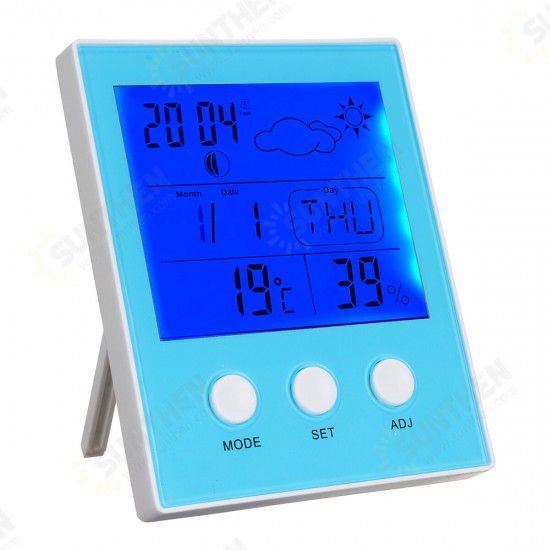 CH-904 Digital Thermometer Hygrometer Temperature Humidity Tester LED Backlight Time Date Calendar Alarm Clock Display Indoor