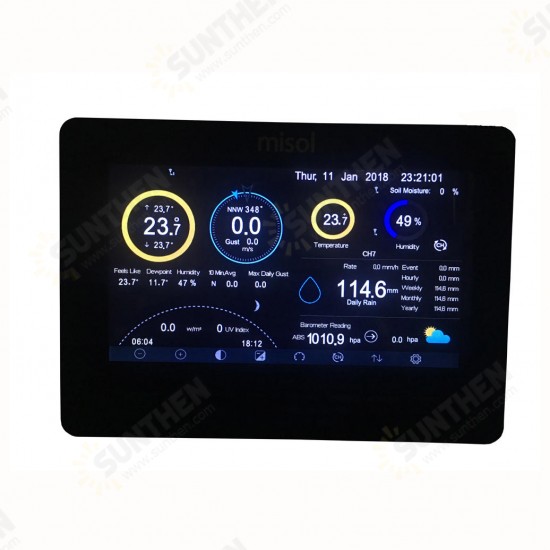 Color Display Wireless Weather Station WiFi Connection Solar Charging Weather Station with Wireless Transmission Data Upload Storage Function