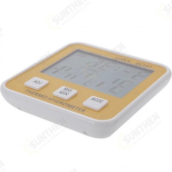 DC107 Large Digital LCD Indoor Temperature Humidity Meter Thermometer Hygrometer Clock Time