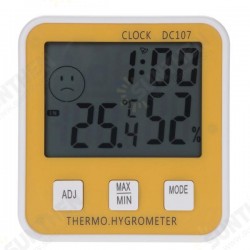 DC107 Large Digital LCD Indoor Temperature Humidity Meter Thermometer Hygrometer Clock Time DC107 Large Digital LCD Indoor Temperature Humidity Meter Thermometer Hygrometer Clock Time
