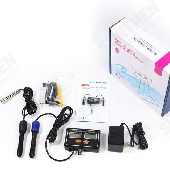 Digital PH&EC Conductivity Monitor Meter Tester ATC Water Quality Real-time Continuous Monitoring Detector