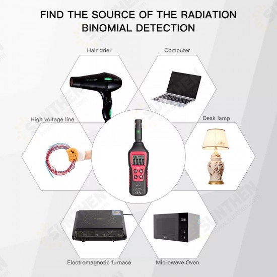 FY876-Red EMF Meter Electromagnetic Radiation Detector Household Handheld Electromagnetic Wave Geiger Counter