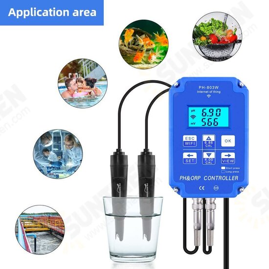 PH-803W Wireless WIFI Connection PH ORP Controller pH Meter ORP Computer Detector