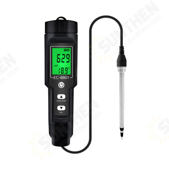 Portable LCD Display Digital EC/Temperature Soil check Meter with Backlight Display Waterproof Electrode check Planting