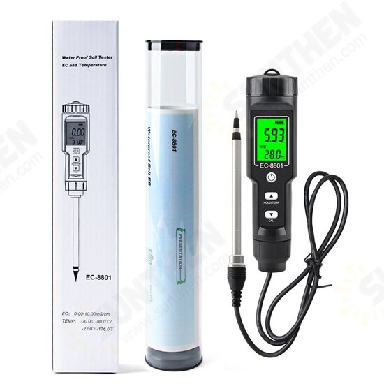 Portable LCD Display Digital EC/Temperature Soil check Meter with Backlight Display Waterproof Electrode check Planting