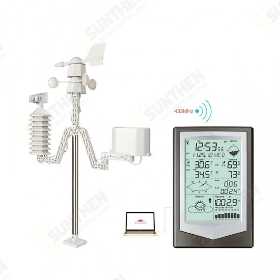 Smart Wireless 433MHz Weather Station -40℃-60℃ 20%-99% Thermometer Hygrometer Wind Speed and Direction Meter Rain Gauge for Weather Forecast Smart Wireless 433MHz Weather Station -40℃-60℃ 20%-99% Thermometer Hygrometer Wind Speed and Direction Meter Rain Gauge for Weather Forecast