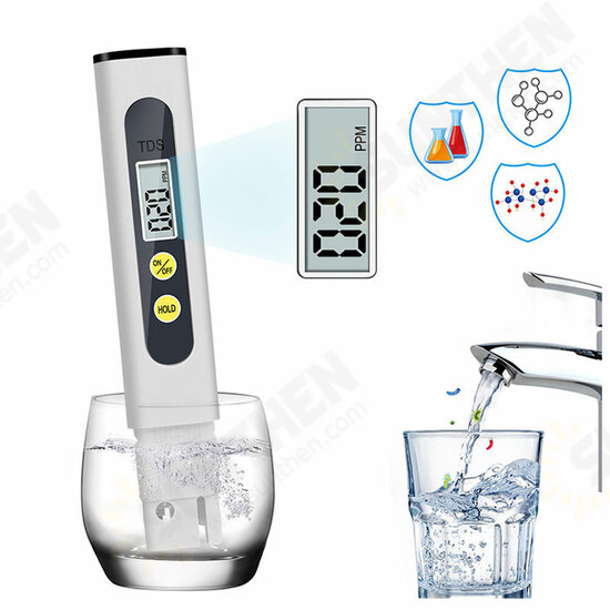 TDS Meter Water Quality Tester Automatic Calibration Tester 0-990 Ppm Ideal Water Test Pen PH Meters Drinking Aquariums Testers