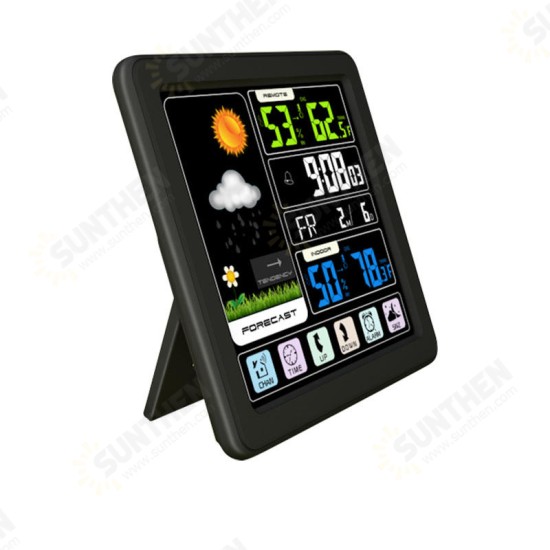 TS-3310-BK Full Touch Screen Wireless Weather Station Multi-function Color Screen Indoor Outdoor Temperature Humidity Meter Clock Weather Forecast