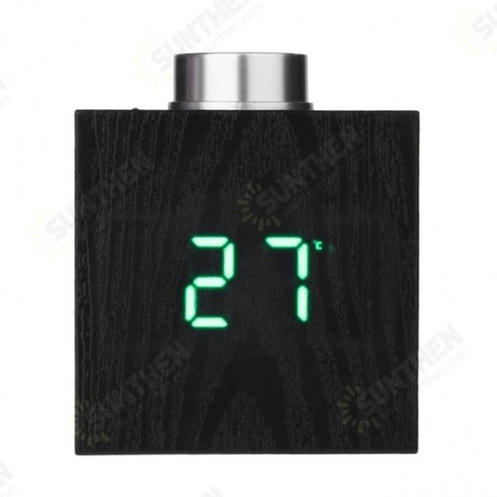 TS-T13 Wooden Grain LED Knob Digital Electronic Creative Thermometer Hygrometer USB Charging Temperature and Humidity Measure