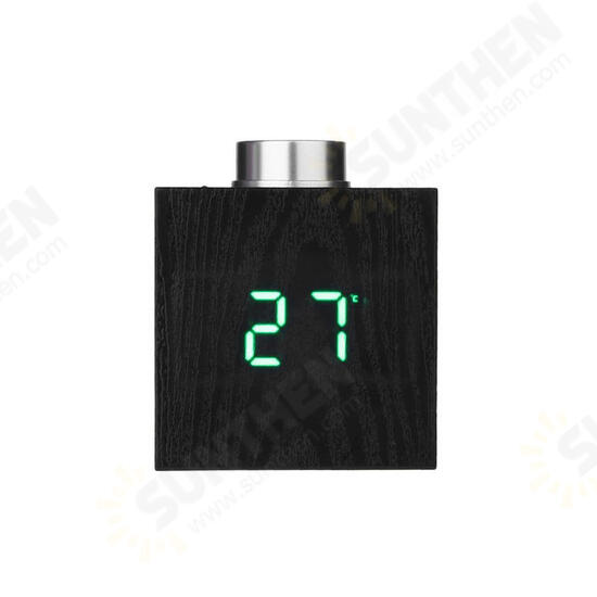 TS-T13 Wooden Grain LED Knob Digital Electronic Creative Thermometer Hygrometer USB Charging Temperature and Humidity Measure