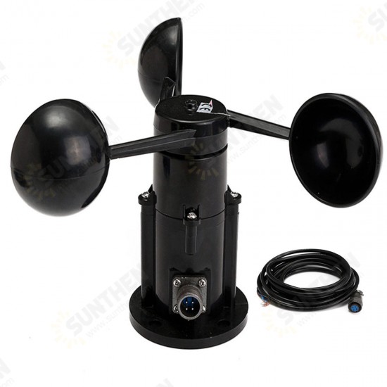 Wind Speed Sensor Anemometer Three Cups Aluminium Current Voltage Output 0-5V Wind Speed Sensor Anemometer Three Cups Aluminium Current Voltage Output 0-5V