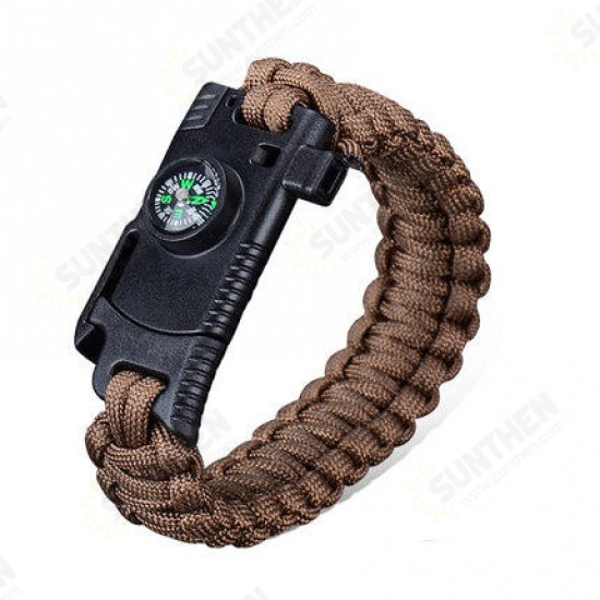 4 In 1 EDC Survival Bracelet Outdoor Emergency 7 Core Paracord Whistle Compass Kit