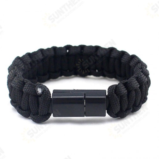 EDC Outdoor Survival Bracelet Camping Emergency Paracord Tool Kits USB Android Data Cable