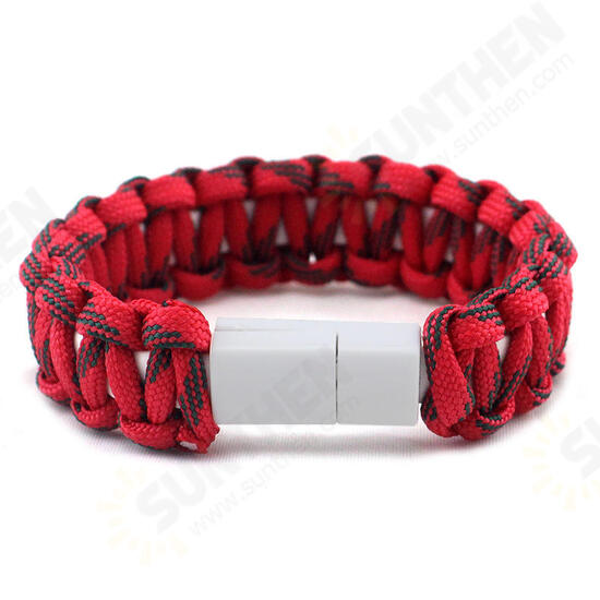 EDC Outdoor Survival Bracelet Camping Emergency Paracord Tool Kits USB Android Data Cable