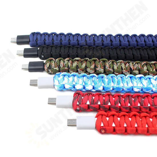 EDC Outdoor Survival Bracelet Camping Emergency Paracord Tool Kits USB Android Data Cable