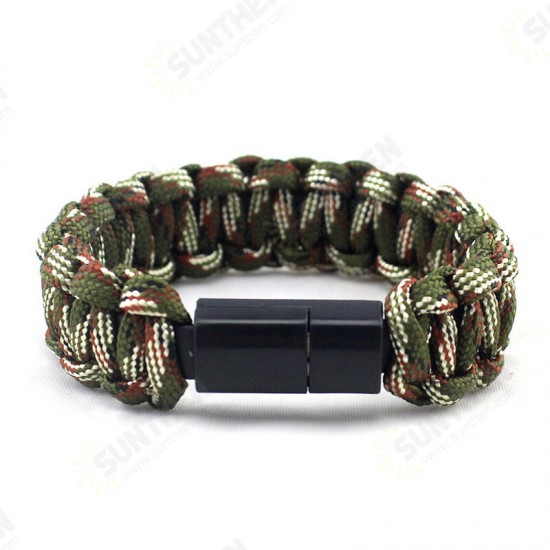 EDC Outdoor Survival Bracelet Camping Emergency Paracord Tool Kits USB Android Data Cable