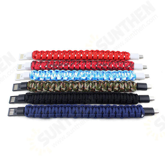 EDC Outdoor Survival Bracelet Camping Emergency Paracord Tool Kits USB Data Cable For iPhone