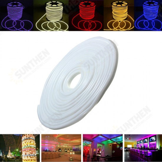 15M 2835 LED Flexible Neon Rope Strip Light Xmas Outdoor Waterproof 110V