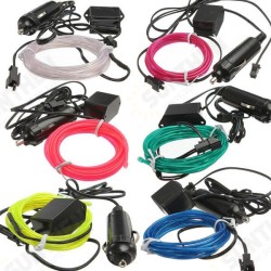 2M Neon Light Glow EL Wire Car Rope Strip + Car Charger Driver 2M Neon Light Glow EL Wire Car Rope Strip + Car Charger Driver